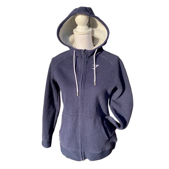 Gymshark Jacket Blue Hooded Training Zip Long Sleeve Women’s Size Small - Picture 7 of 9